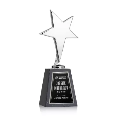 Tuscany Chrome Star on Tall Marble Base - Black