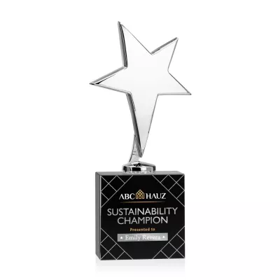 Tuscany Chrome Star VividPrint™ Award on Woodlawn Base-Black