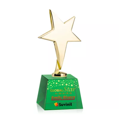 Tuscany Gold Star VividPrint™ Award on Robson Base - Green