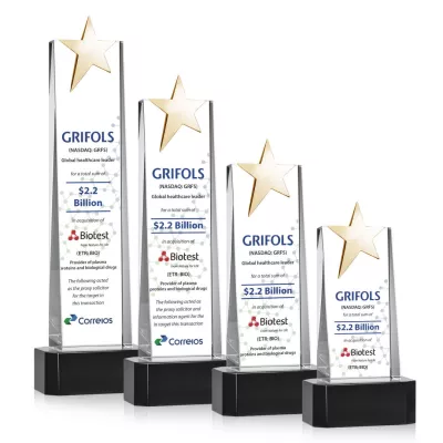 Fanshaw Gold Star VividPrint™ Award on Base - Black
