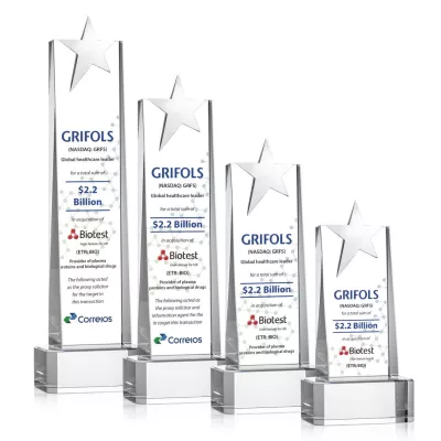 Fanshaw Silver Star VividPrint™ Award on Base - Clear