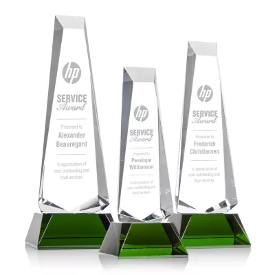 Rustern Obelisk Award on Base - Green