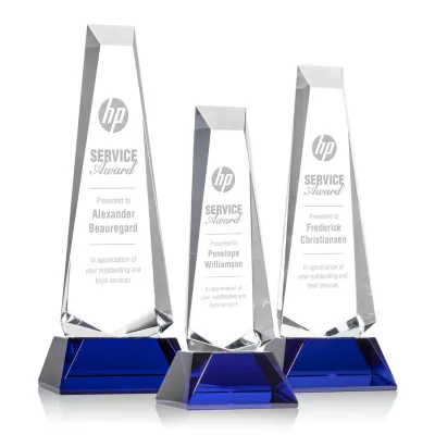 Rustern Obelisk Award on Base - Blue