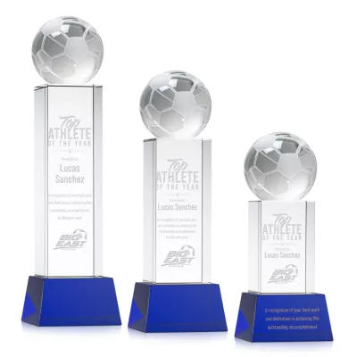 Soccer Ball Award on Belcroft Base - Blue