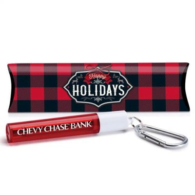 Reusable Straw in Carabiner Case w/ Holiday Buffalo Plaid GIft Box - Personalization Available