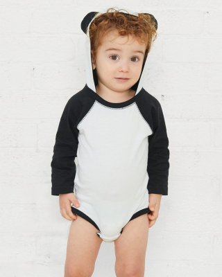 Rabbit Skins - Fine Jersey Infant Character Hooded Long Sleeve Bodysuit with Ears