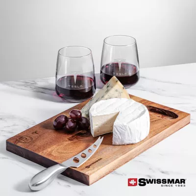 Swissmar® Acacia Board & 2 Dunhill Stemless Wine