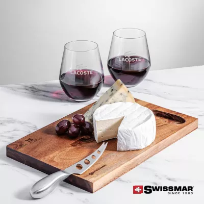 Swissmar® Acacia Board & 2 Reina Stemless Wine