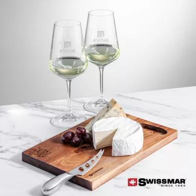 Swissmar® Acacia Board & 2 Cannes Wine