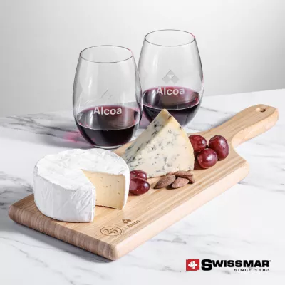 Swissmar® Bamboo Board & 2 Carlita Stemless Wine