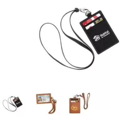 Livorno Park Avenue Leather ID Holder w/ Neck Cord