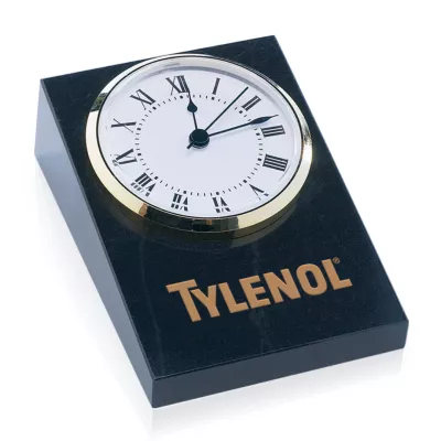 Large Wedge Black Marble Clock