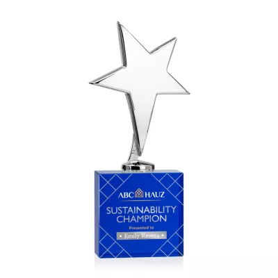 Tuscany Chrome Star VividPrint™ Award on Woodlawn Base-Blue