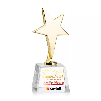 Tuscany Gold Star VividPrint™ Award on Robson Base - Clear
