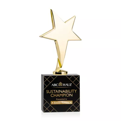 Tuscany Gold Star VividPrint™ Award on Woodlawn Base - Black