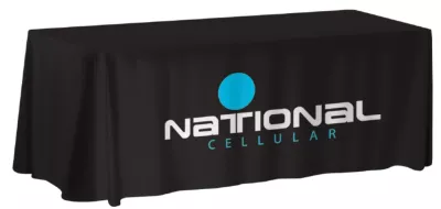 6-ft. NON-FITTED Front Print ONLY Table Cover (with Stock Fabric Color)