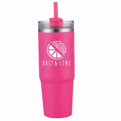 30 oz Double Wall Tumbler with Handle and Straw