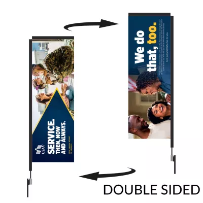 Rectangular Flag 10' Carbon Fibler Kit (Pole Set, Metal Ground Stake &Carry Bag) Double Sided Print