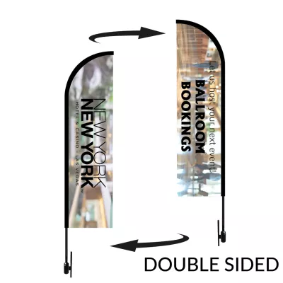 Bow Flag 12' Height Carbon Fiber Kit (Pole Set, Metal Ground Stake & Carry Bag/Double Sided Print)