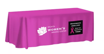 8-ft. NON-FITTED Front Print ONLY Table Cover (with Stock Fabric Color)