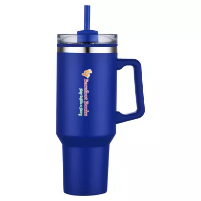 40 oz. PP Lined Double Wall Tumbler with Handle & Straw
