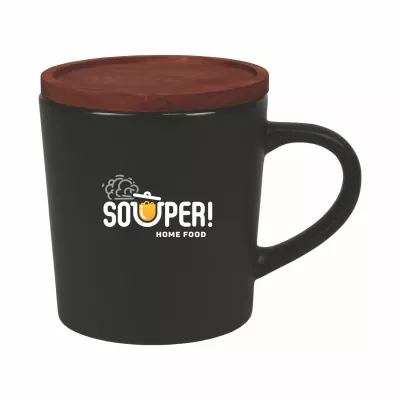 16oz Ceramic Mug with Wooden Lid