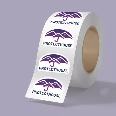 3" x 2" BOPP stickers on roll - 3.5mil