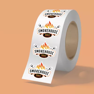2" x 1" BOPP stickers on roll - 3.5mil