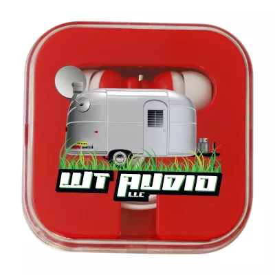 Colorful Ear Buds with Matching Square Case