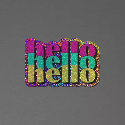 3" x 2" Vinyl Die Cut Glitter Sticker 6mil