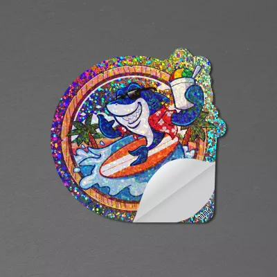 3" x 3" Vinyl Die Cut Glitter Sticker with pull tab 6mil