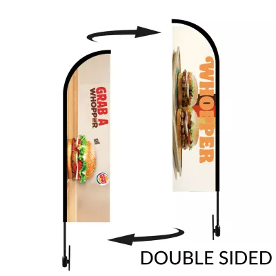 Bow Flag 15' Height Carbon Fiber Kit (Pole Set, Metal Ground Stake & Carry Bag/Double Sided Print)