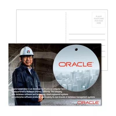 Post Card With Full-Color Round Luggage Tag