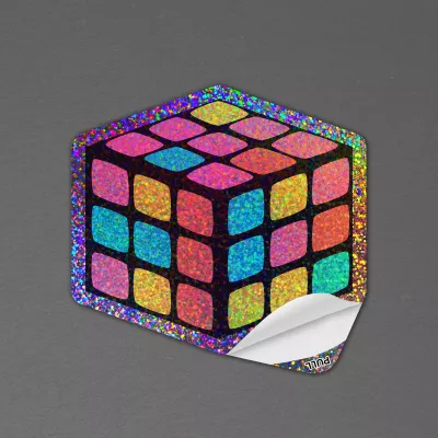 5" x 4" Vinyl Die Cut Glitter Sticker with pull tab 6mil