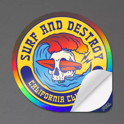 5" x 5" Vinyl Die Cut Holographic Sticker with pull tab 6mil