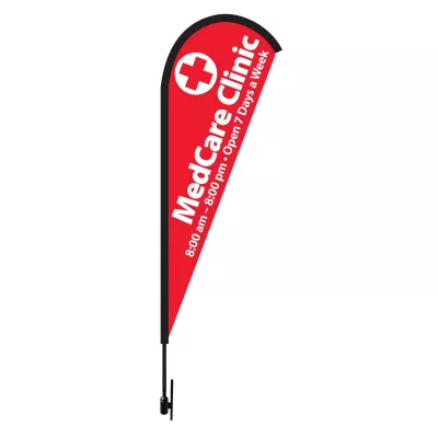 Tear Drop 17' Height Carbon Fiber Kit (Pole Set, Metal Ground Stake &Carry Bag/Double Sided Print)