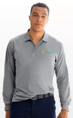 Vansport Omega Solid Long Sleeve Mesh Tech Polo Shirt