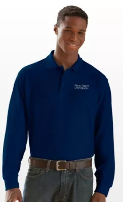Long Sleeve Soft-Blend Double-Tuck Pique Polo Shirt