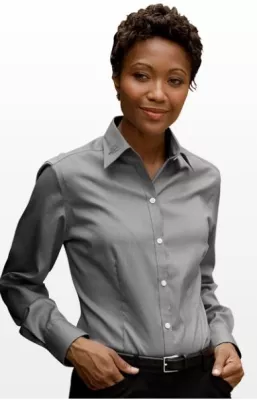 Eagle Women's No-Iron Pinpoint Oxford Long Sleeve Shirt