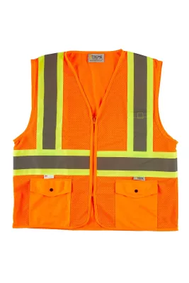 Xtreme Visibility DOT Class 2 Contrast Stripe Zip Vest