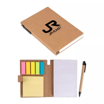 Kraft Notebook w/Sticky Notes and Pen