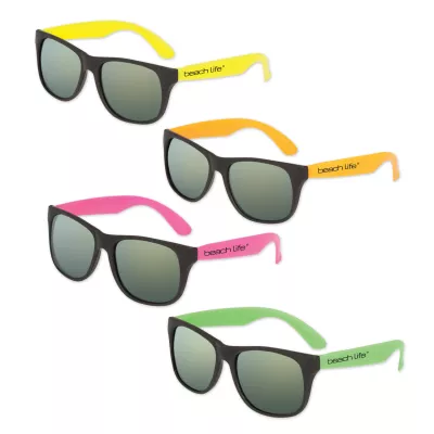 Classic Neon Sunglasses w/Mirrored Lenses