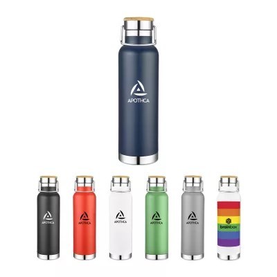 22 Oz. Double Wall Vacuum Bottle w/Bamboo Lid