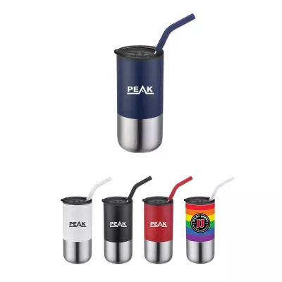 16 Oz. Double Wall Tumbler w/Straw