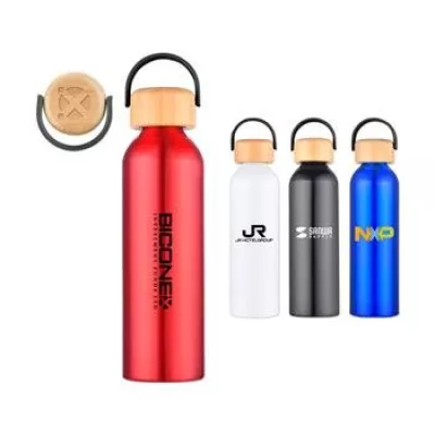24 Oz. 100% Recycled Aluminum Bottle w/Bamboo Lid