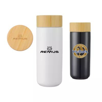 10 Oz. Double Wall Ceramic Mug w/Bamboo Lid