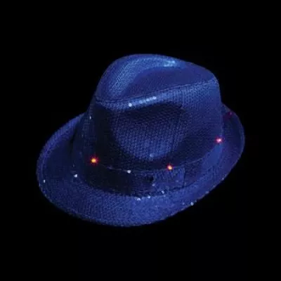 Light-Up Blue Sequin Fedora