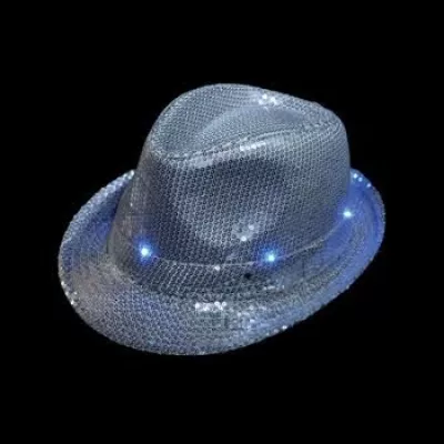 Light-Up Silver Sequin Fedora