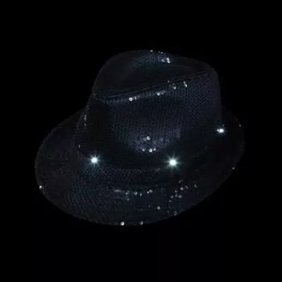 Light-Up Black Sequin Fedora