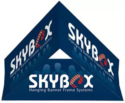 Skybox Hanging Banner Triangle 12'dia x 36"h -- Inside & Outside Graphic